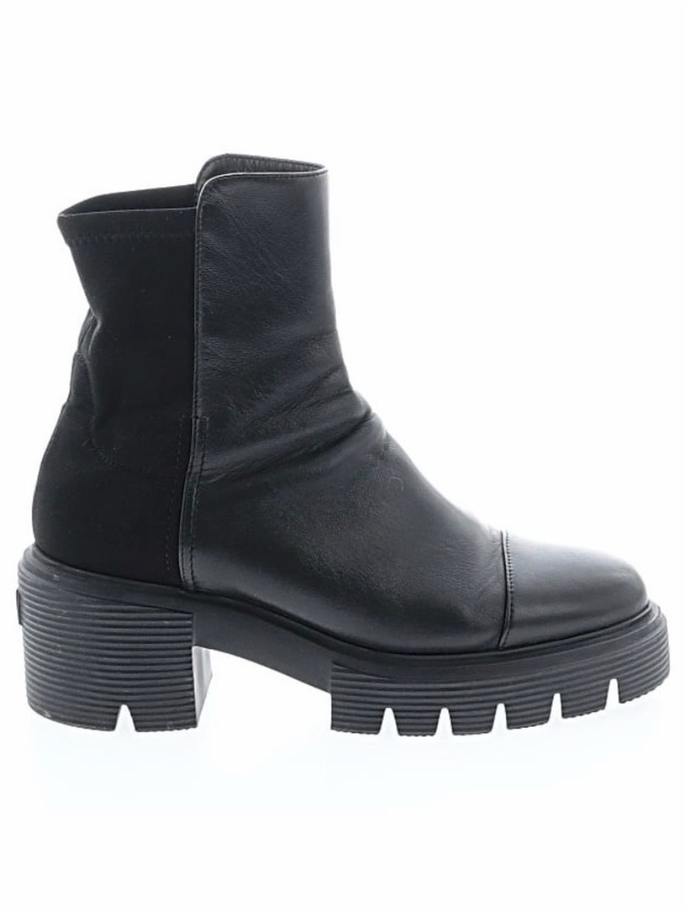 Stuart Weitzman Black Leather Lug Sole Ankle Boots